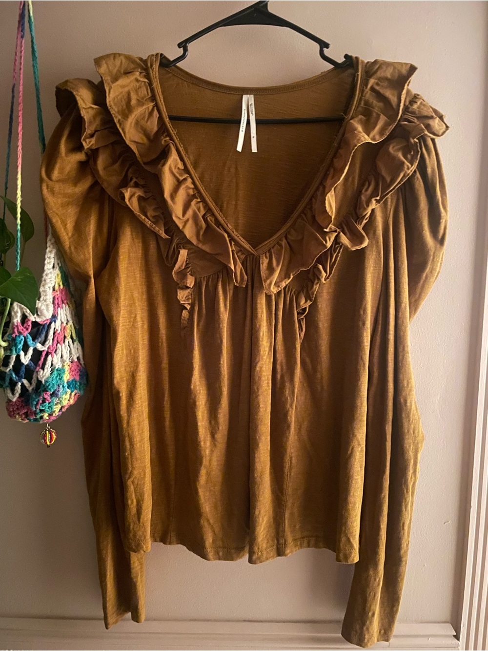 Anthropologie Double Ruffled Blouse XL